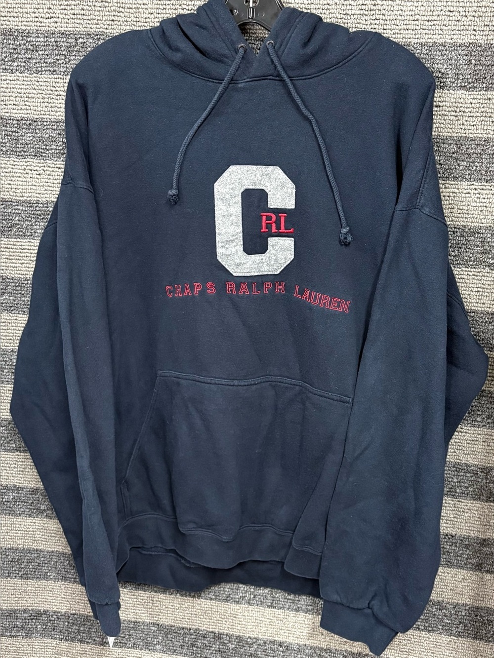 Vintage 90’s Chaps Ralph Lauren Navy Blue Hoodie Sweatshirt Men’s XL EUC
